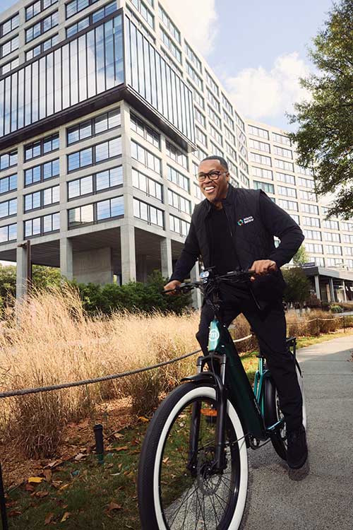 Clyde Higgins on bike.