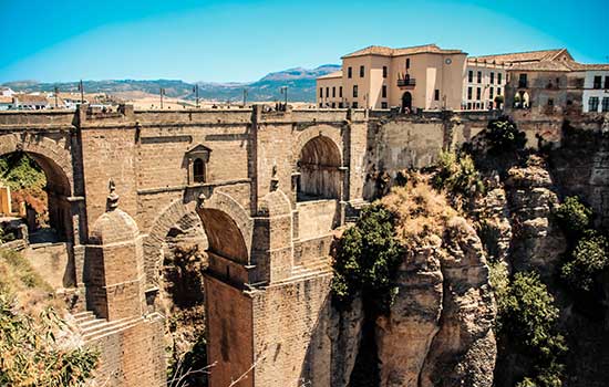 Spain bridge and building.